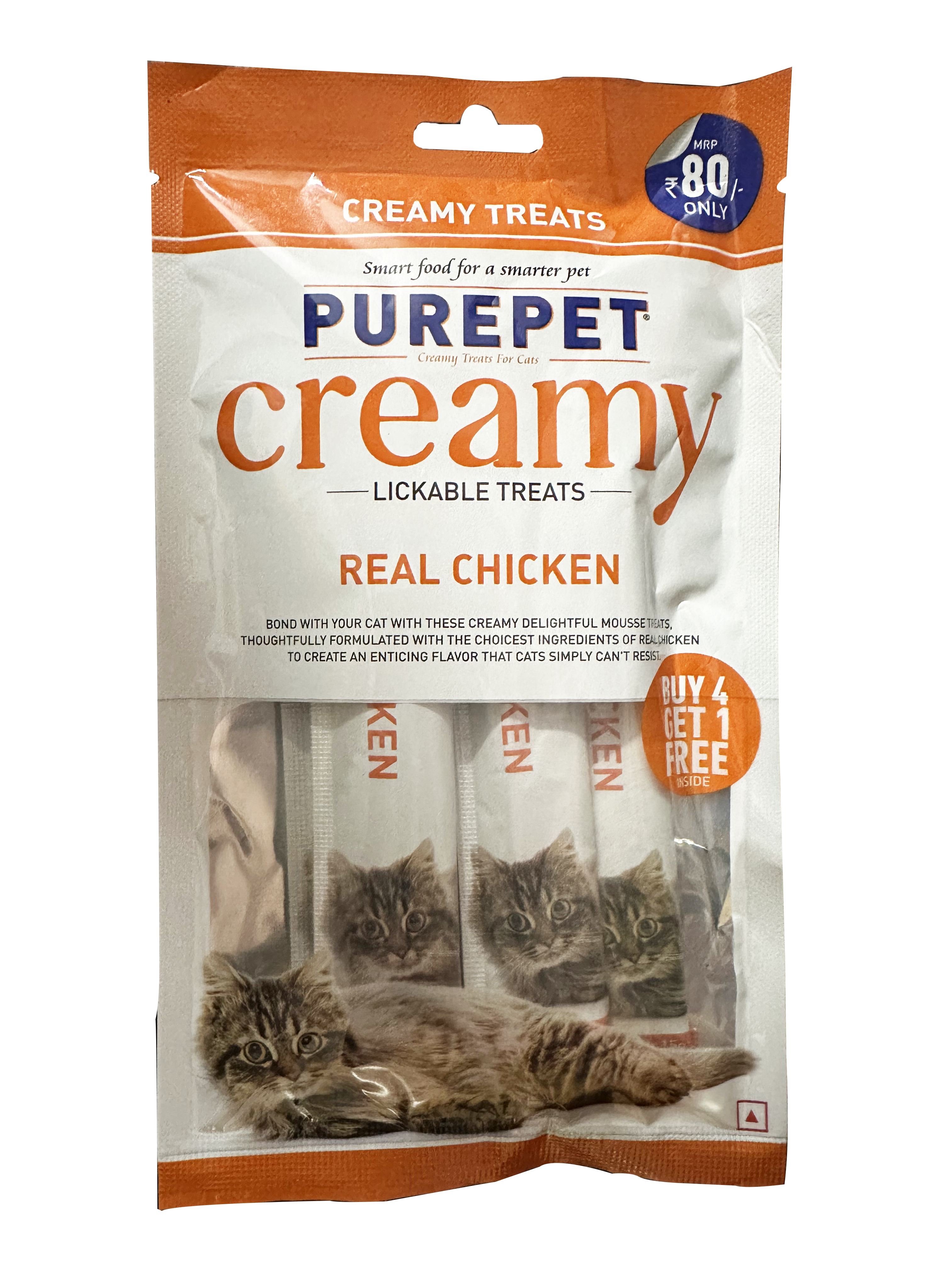 Purepet Creamy Treat Real Chicken Flavor 75gm ( Pack of 5 Sticks)