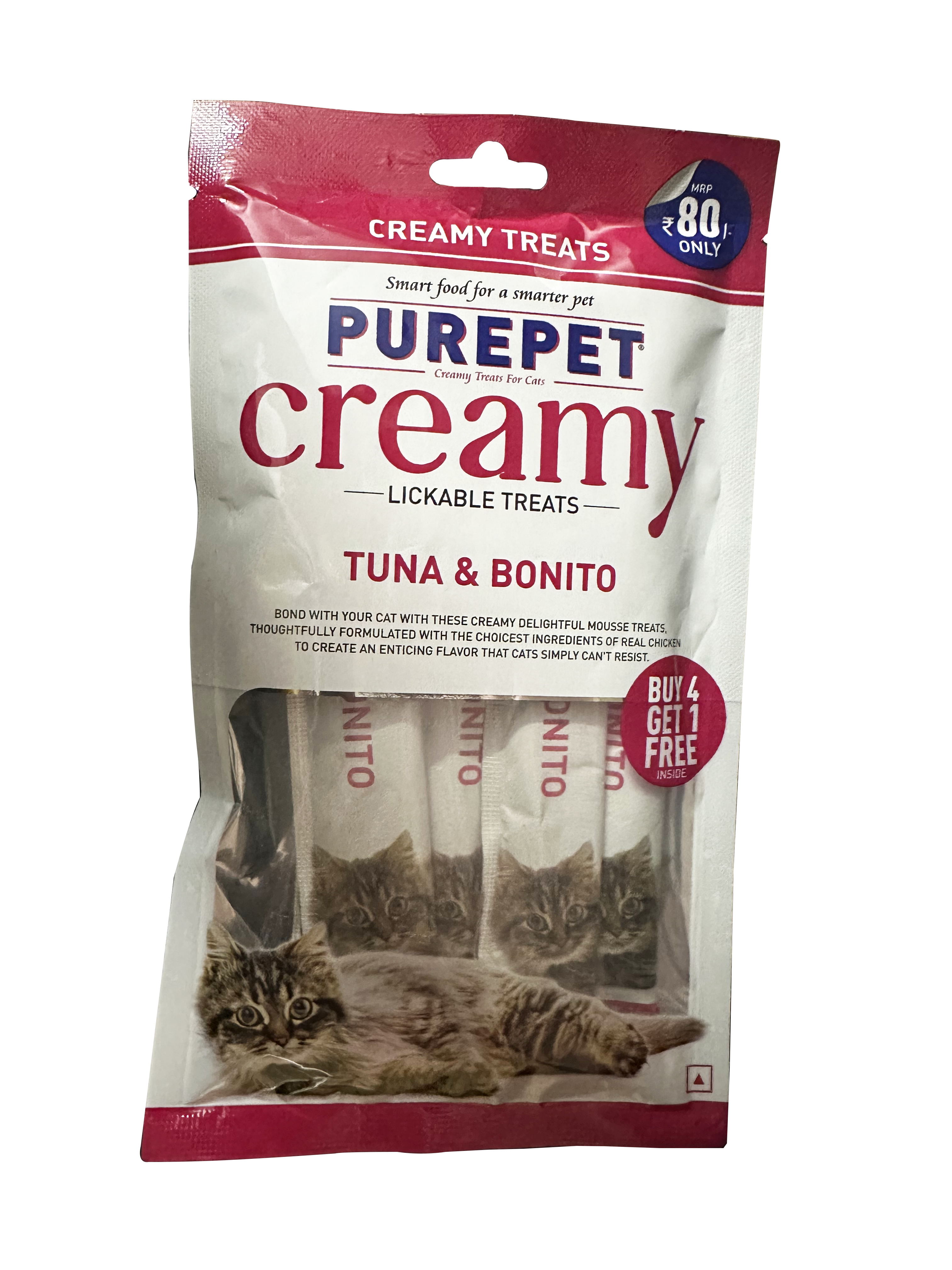 Purepet Creamy Tuna & Bonito Lickable Cat Treat 75gm. ( Pack of 5 Sticks)