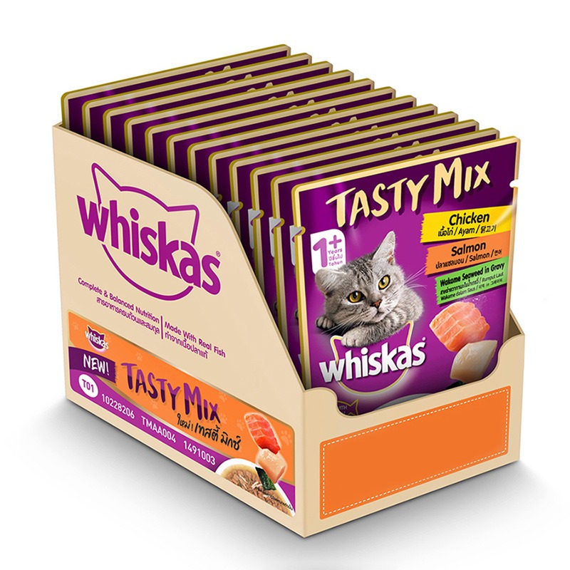 Whiskas Adult Tasty Mix Chicken with Salmon in Gravy (Pack of 14)