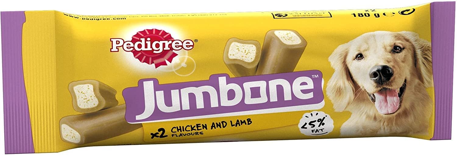 Pedigree Jumbone Adult Dog Treat, Chicken & Lamb Flavour - 180g 