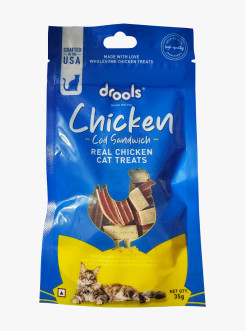 Droos Chicken COD Sandwich Cat Treat 35gm         ( 1 Packet)