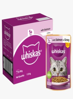 Whiskas Adult Salmon in Gravy 85gm (Pack of 14)