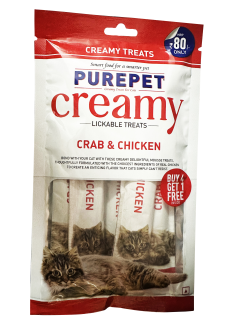 Purepet Creamy Treat Crab & Chicken Flavor 75gm ( Pack of 5)