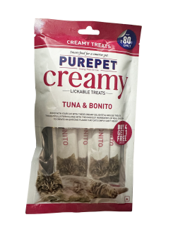 Purepet Creamy Tuna & Bonito Lickable Cat Treat 75gm. ( Pack of 5)