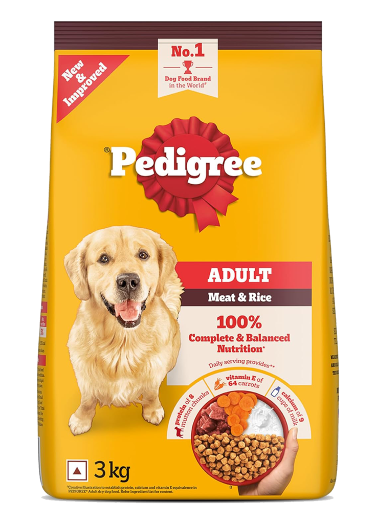 Pedigree Adult Dry Dog Food Meat & Rice 3kg