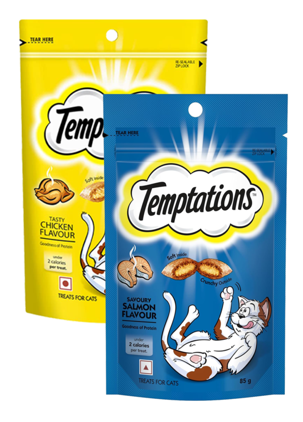 Temptation Cat Treat Chicken and Salmon Flavor 85 gm (pack of 2)