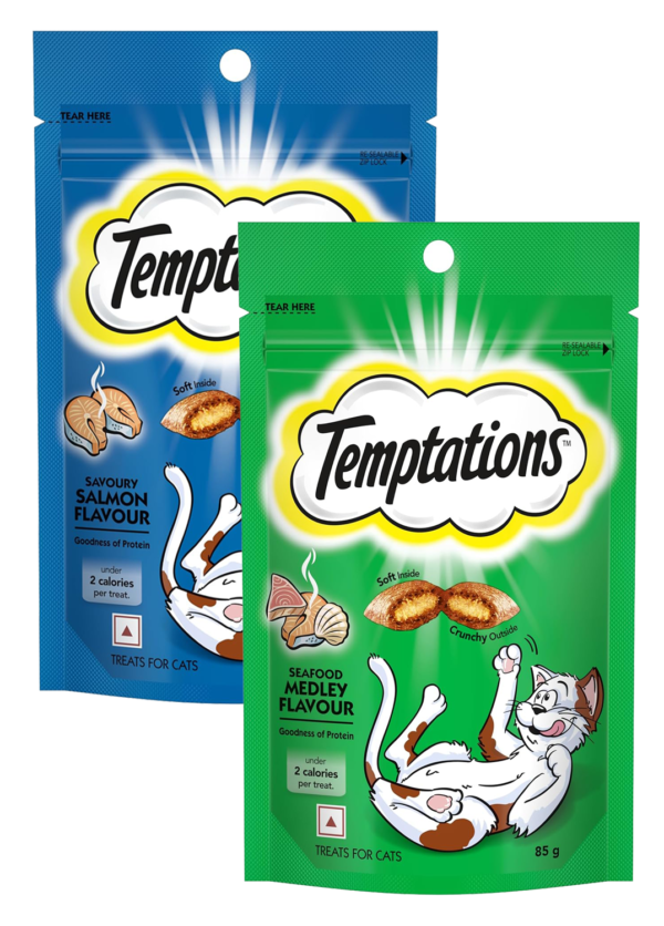 Temptation Cat Treat Salmon and Medley Flavor 85 gm (pack of 2)
