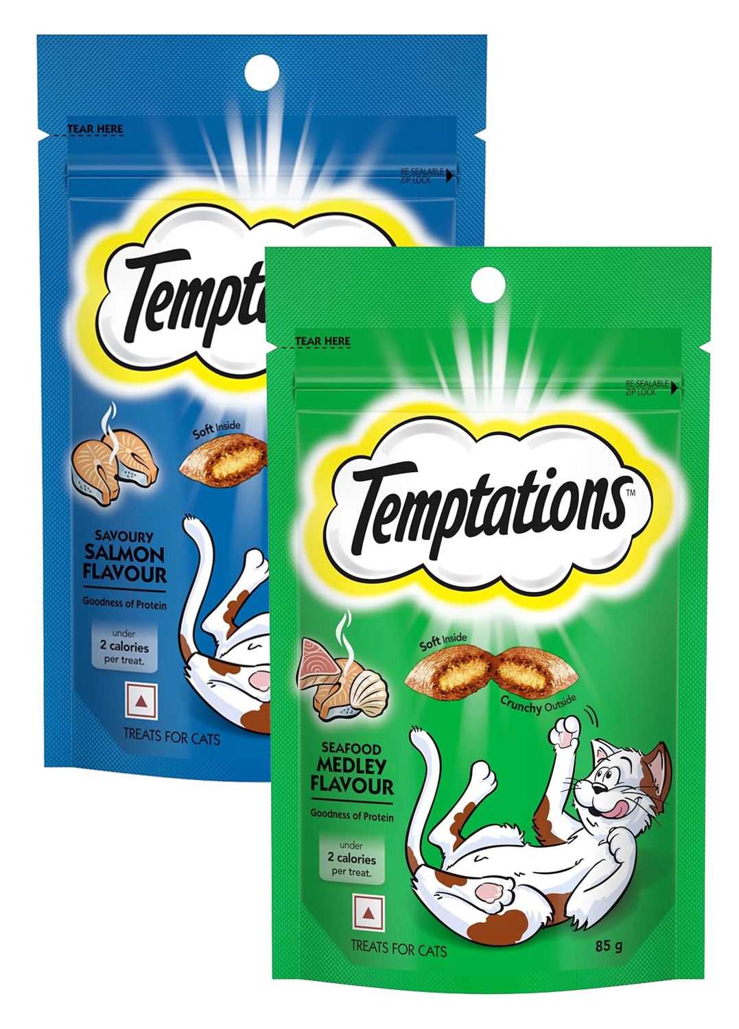 Temptation Cat Treat Salmon and Medley Flavor 85 gm (pack of 2)