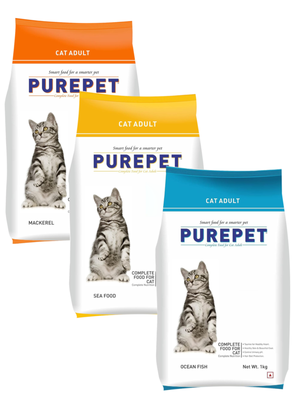 Purepet Mackerel, Seafood and Ocean Fish Cat Adult 1kg (Pack of 3)
