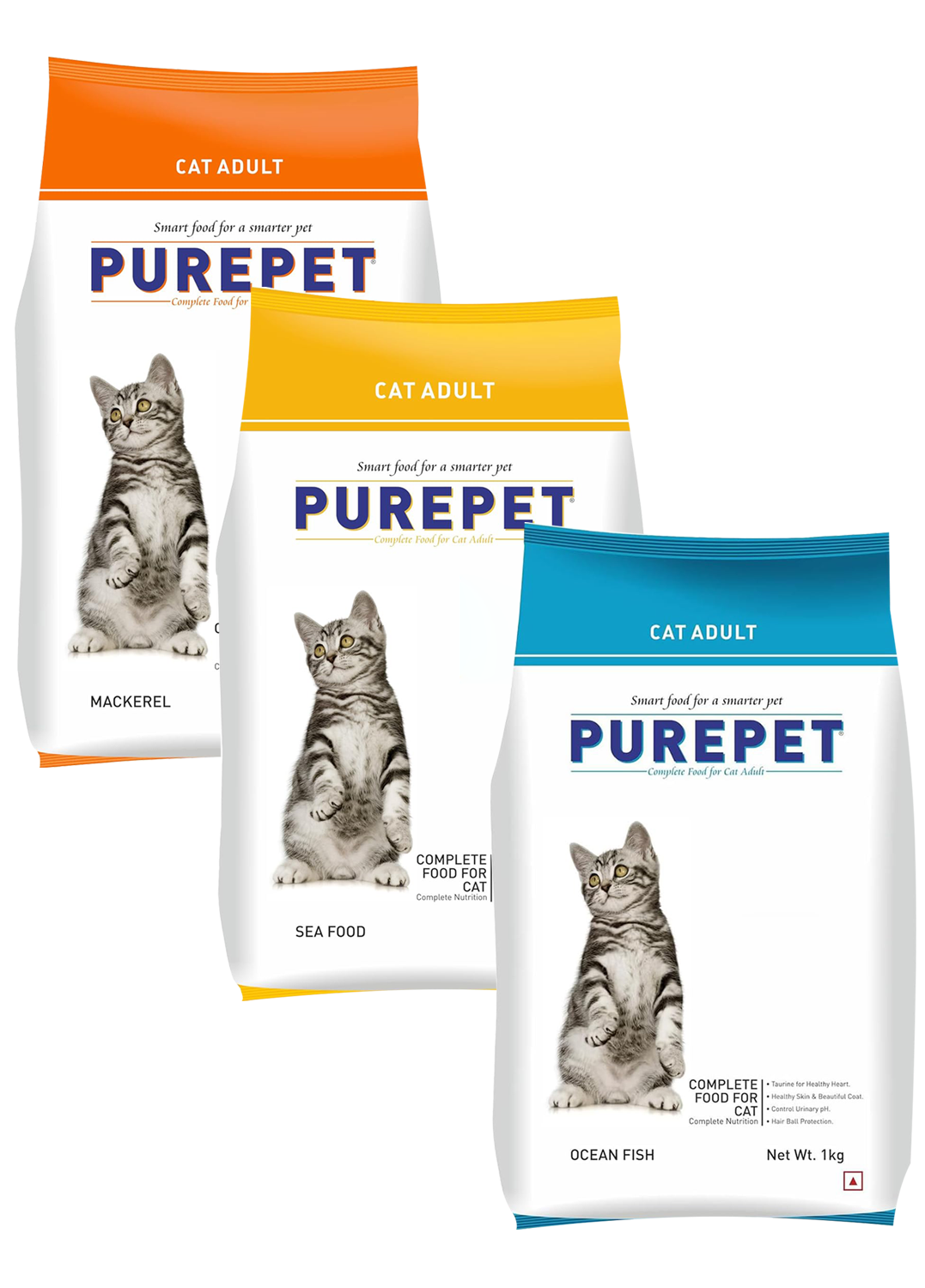 Purepet Mackerel, Seafood and Ocean Fish Cat Adult 1kg (Pack of 3)