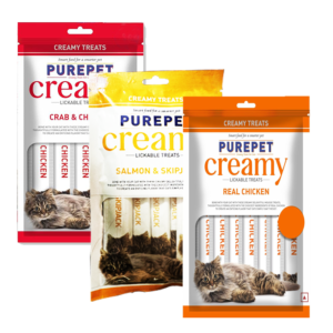 Purepet Creamy Treat – Crab and Chicken, Skipjack Salmon, Real Chicken 75gm
