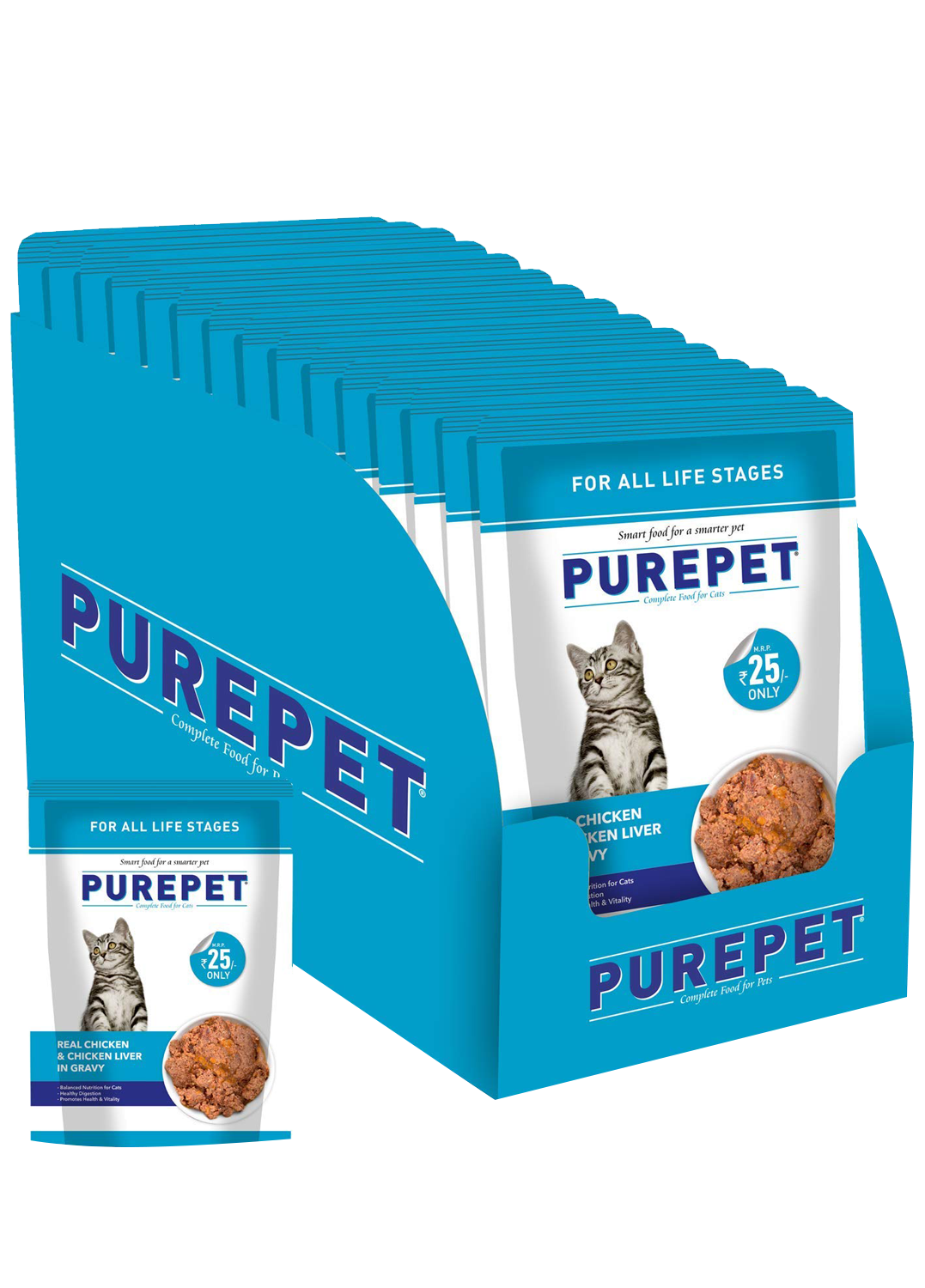 Purepet Gravy Wet Cat Food Real Chicken & Chicken Liver 50g (Pack of 15)