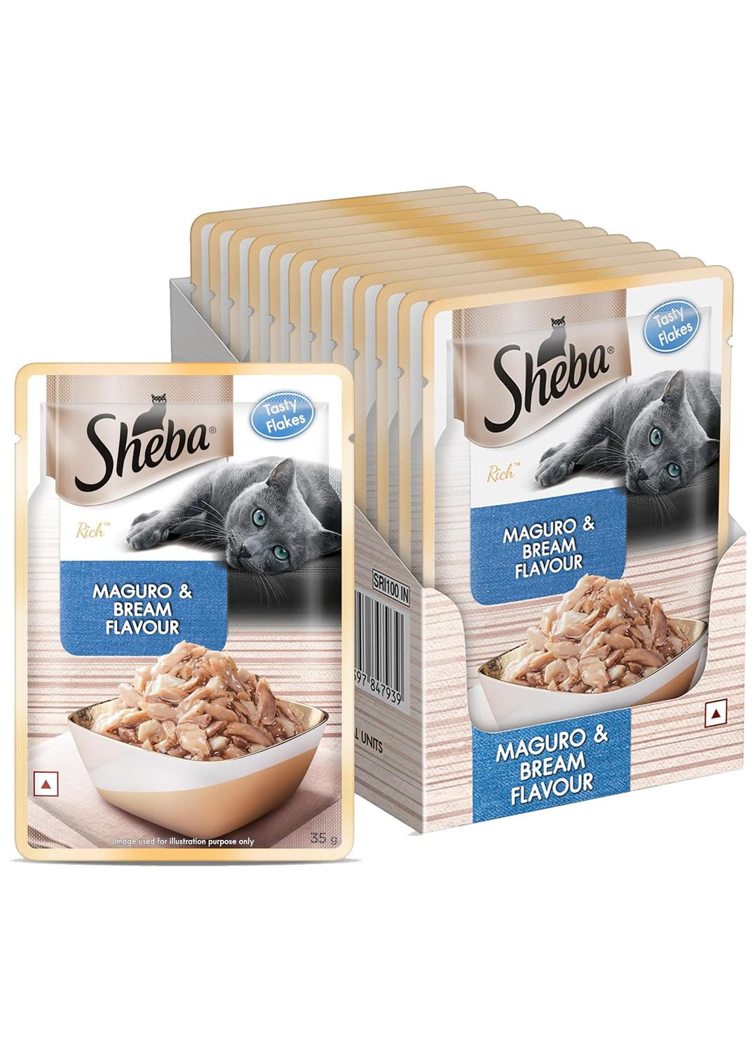 Sheba Premium Wet Cat Food , Fish Mix Maguro & Bream 35gm (Pack of 12)