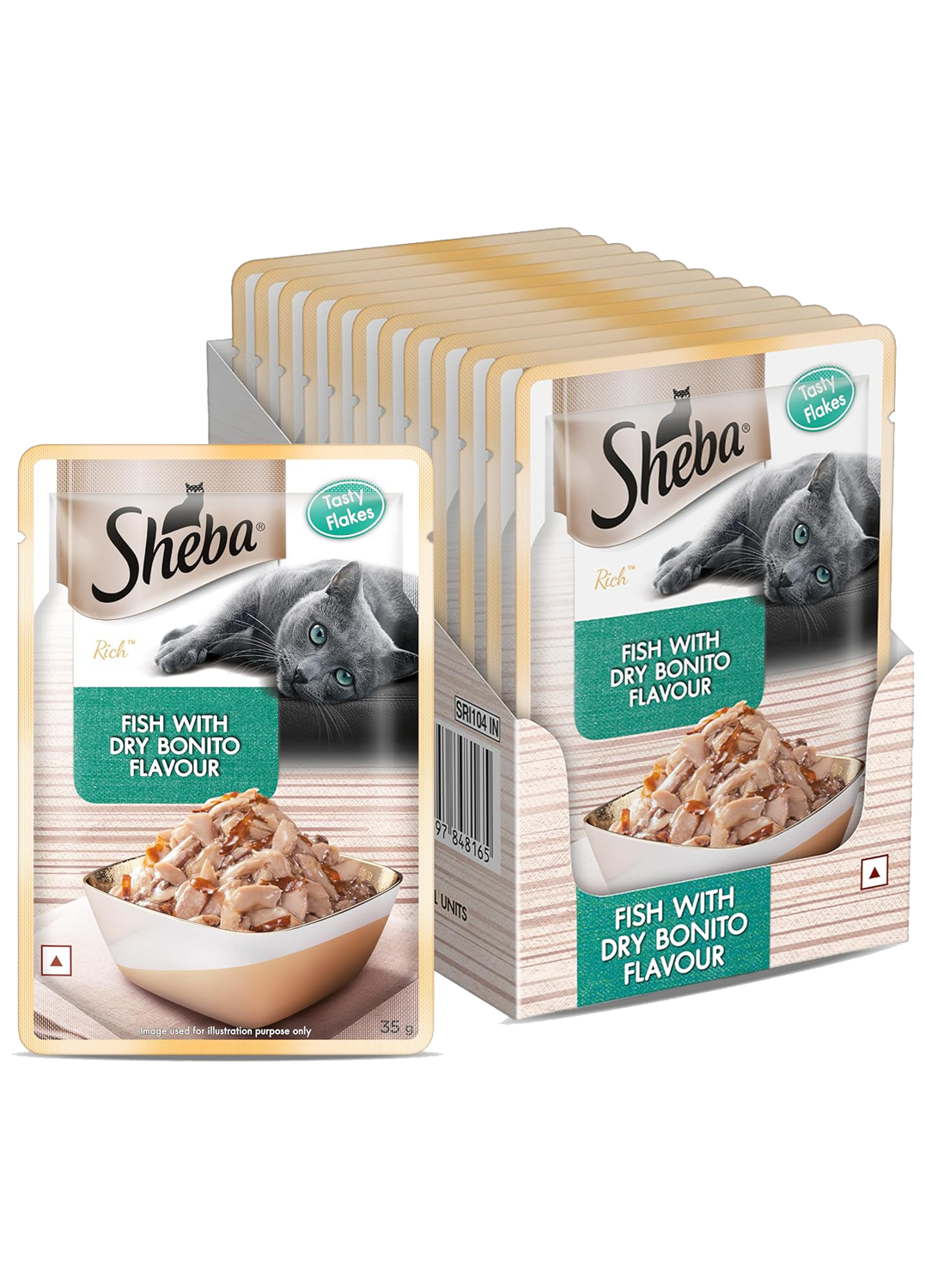 Sheba Premium Wet Cat Food Fish with Dry Bonito Flake 35gm (pack of 12)