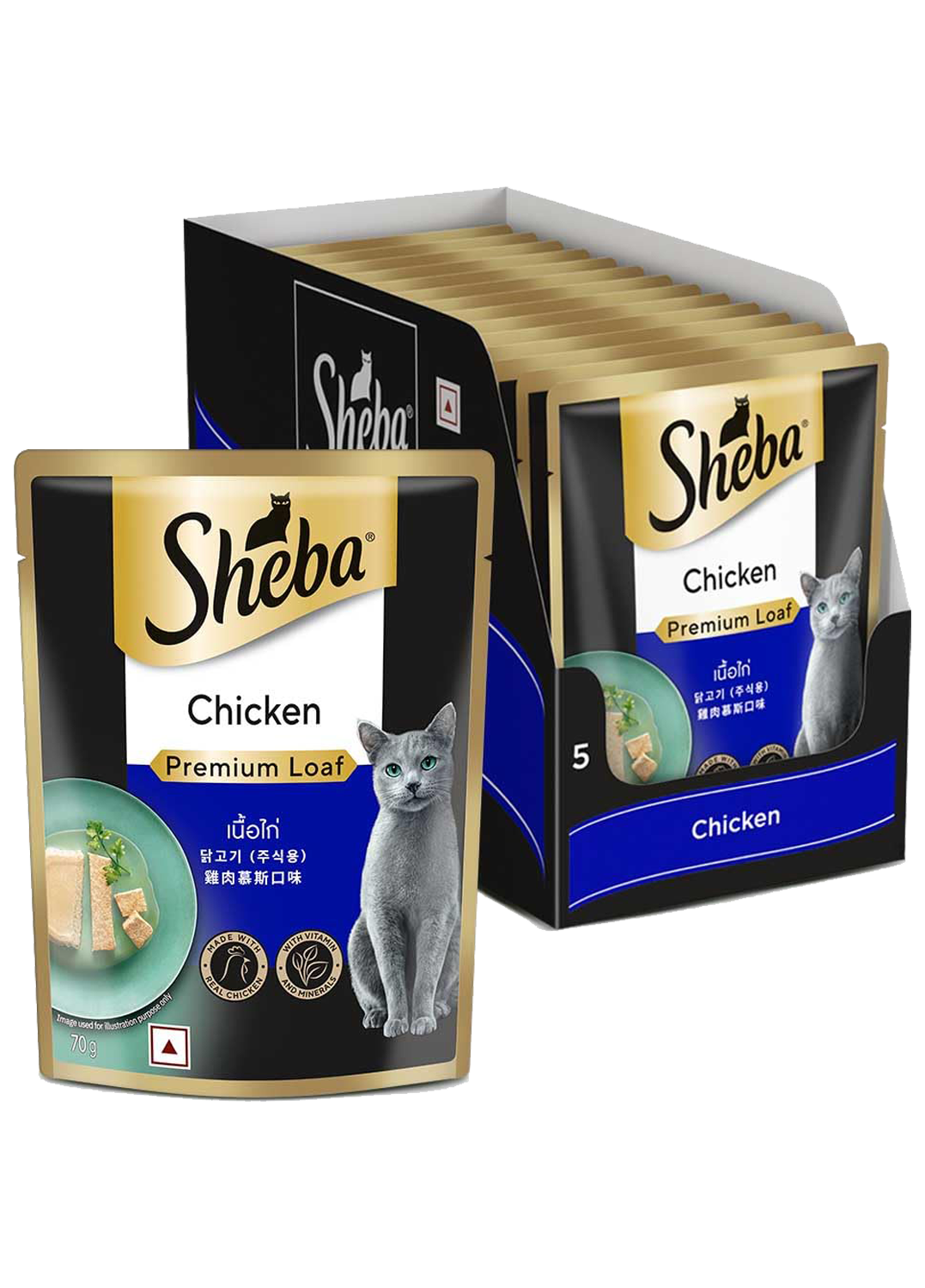 Sheba Rich Premium Adult (+1 Year) Fine Wet Cat Food, Chicken In Gravy - 70 g Pouch( 14 X 70)
