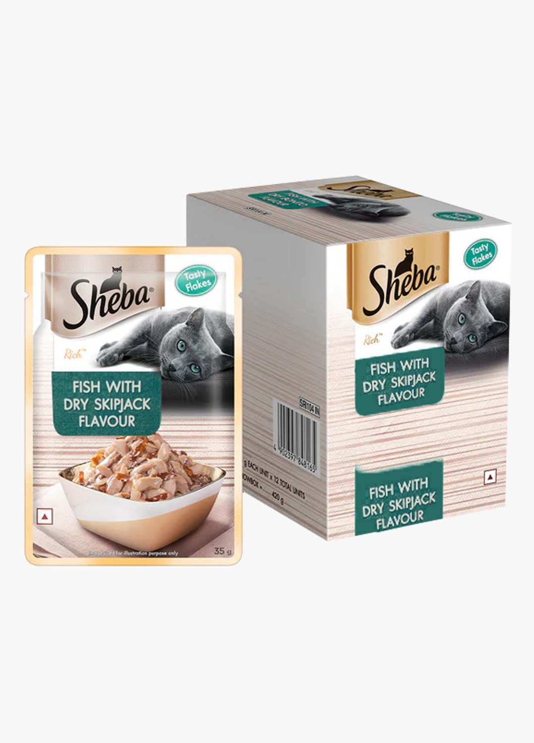 Sheba Premium Wet Cat Food Fish with Dry Skipjack Flavor 35gm (pack of 12)