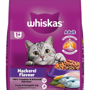 Whiskas Adult (+1 year) Dry Cat Food Food, Mackerel Flavor, 1.2kg Pack