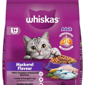 Whiskas Adult (+1 year) Dry Cat Food Food, Mackerel Flavor, 3kg Pack