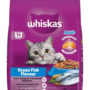 Whiskas Adult (+1 year) Dry Cat Food, Ocean Fish Flavor, 1.2kg Pack
