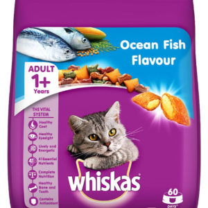 Whiskas Adult (+1 year) Dry Cat Food, Ocean Fish Flavor, 3kg Pack