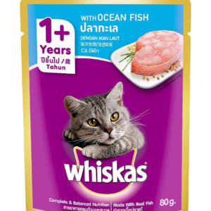 Whiskas Adult (+1 year) Wet Cat Food Food, Ocean Fish, 80g Pouch