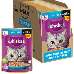 Whiskas Adult (+1 year) Wet Cat Food, Tuna in Jelly, 14 Pouches (14 x 80g)