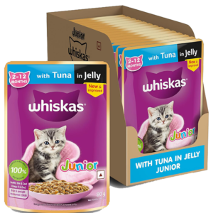 Whiskas Kitten (2-12 months) Wet Cat Food, Tuna in Jelly, 14 Pouches (14 x 80g)