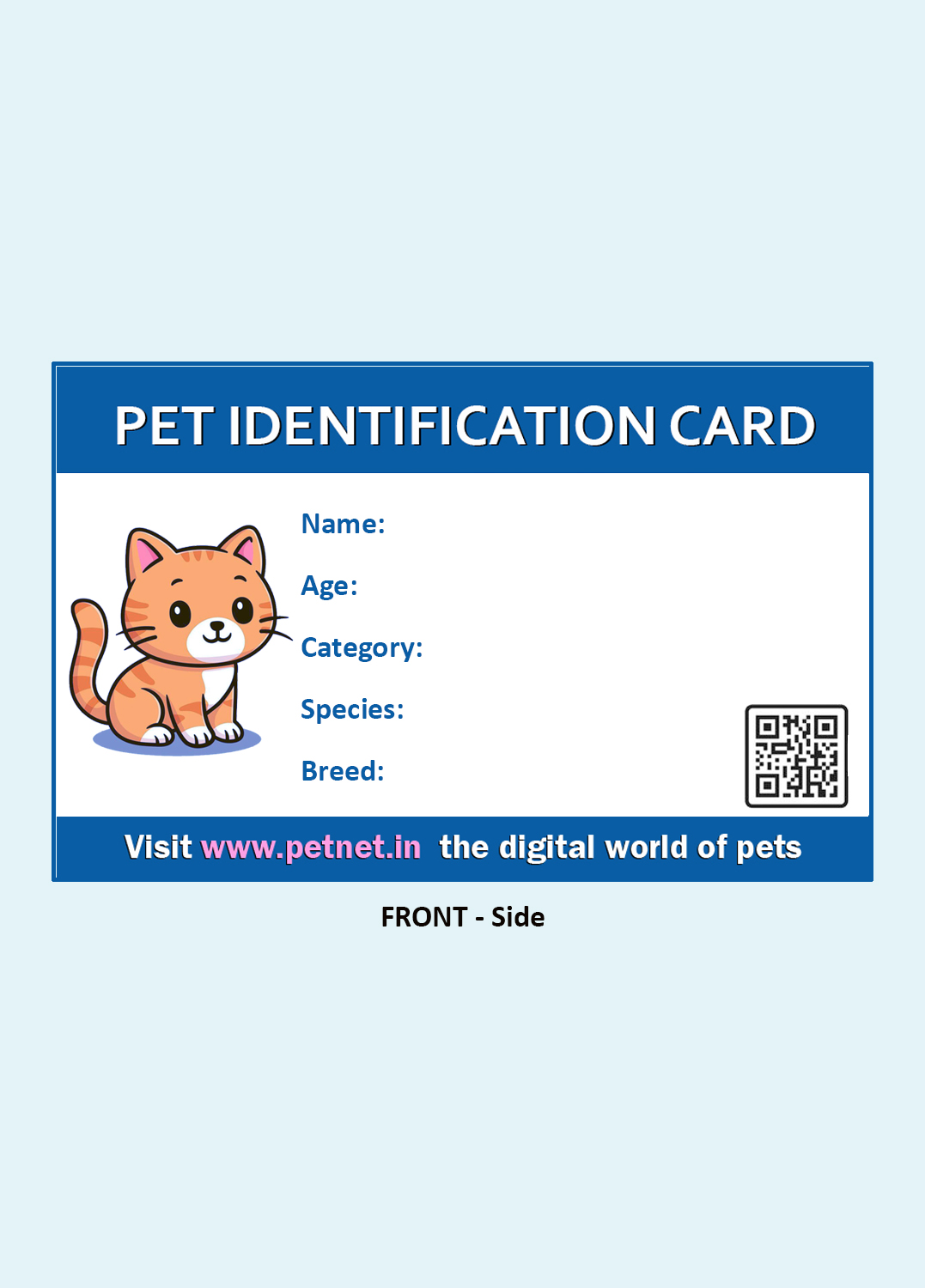 Pet Identification Card - Cat (Blue & White)