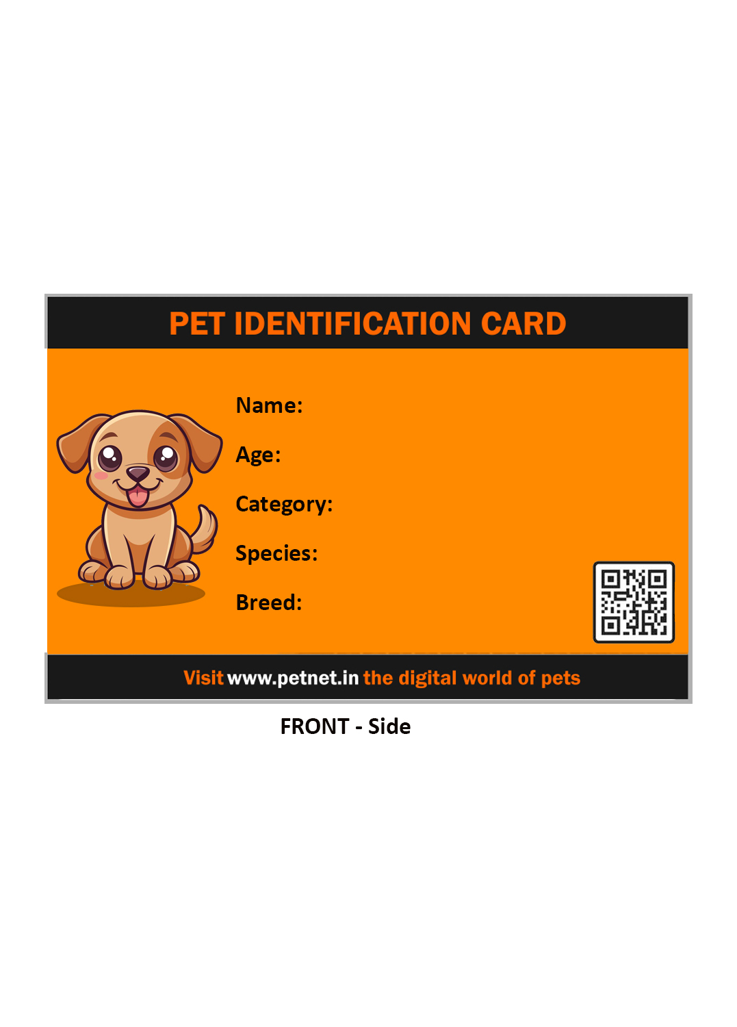 Pet Identification Card - Dog (Orange and Black)