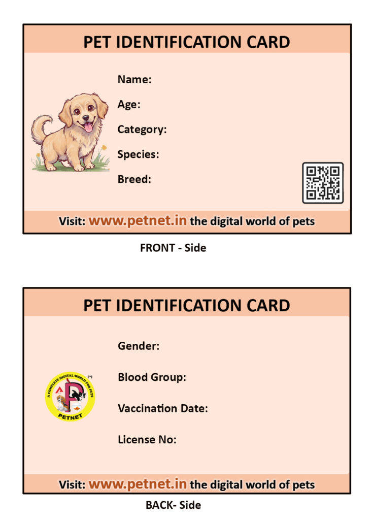 Pet Identification Card – Dog (Peach color)