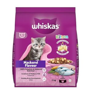 Whiskas Kitten (2-12 months) Dry Cat Food, Mackerel, 3kg