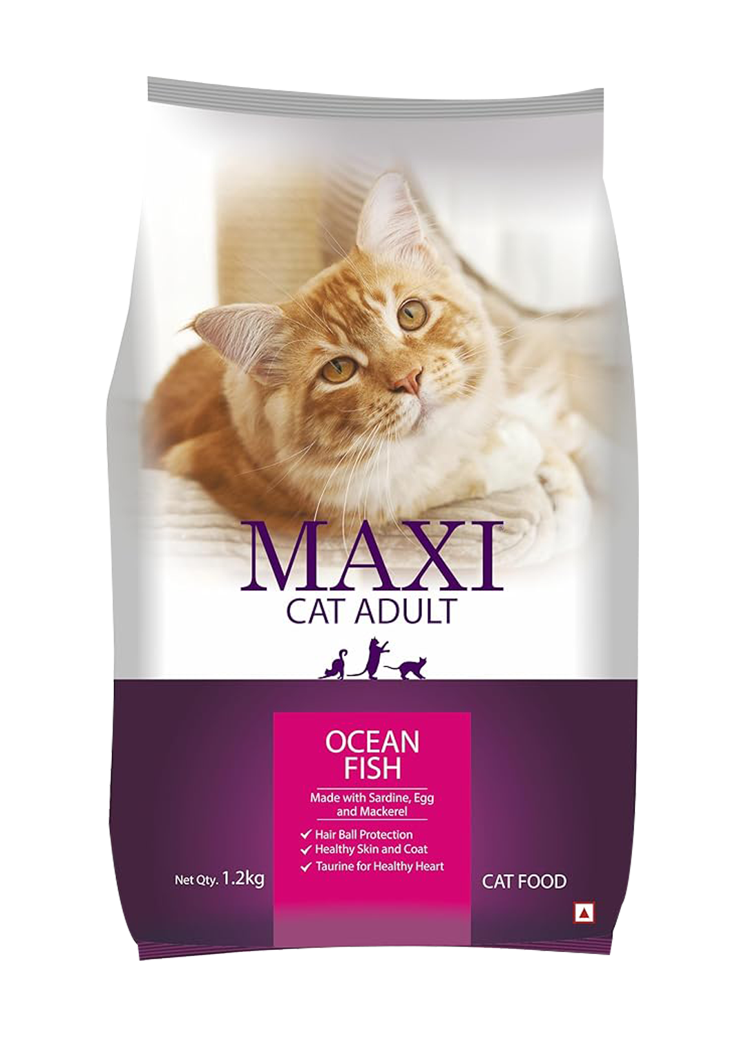 Maxi Ocean Fish Dry Adult Cat Food 1.2kg (Pack of 3)