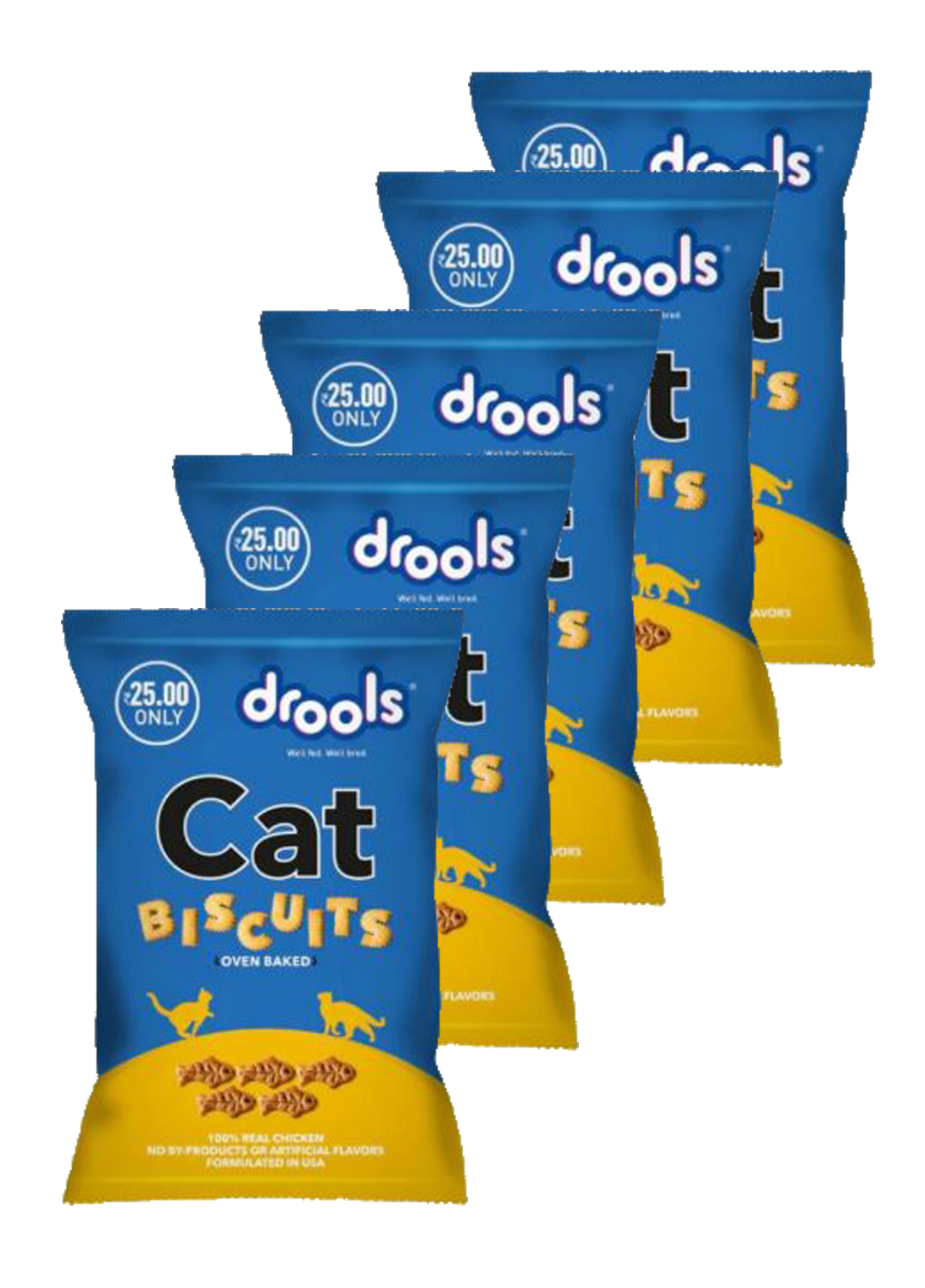 DROOLS Cat Biscuit 40 GM Laddi Chicken Flavor ( Pack of 5)